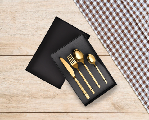 4Pcs Stainless Steel Gold Cutlery Set