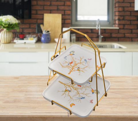 Birdy 2 Tier Ceramic Dessert Serving Tray