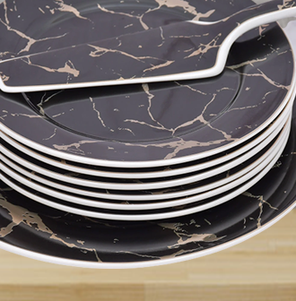 8Pcs Black Marble Cake Set