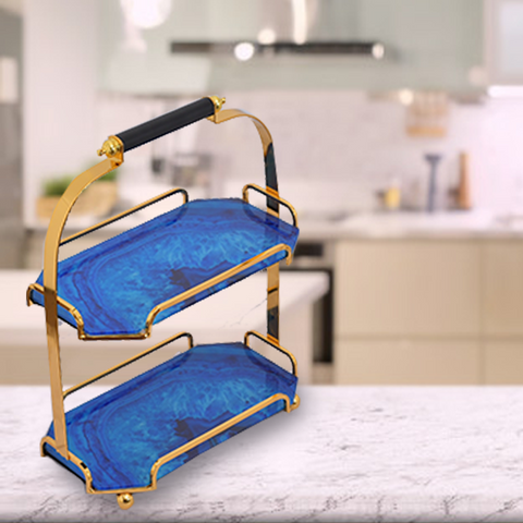 2 Tier Nordic Blue Serving Tray