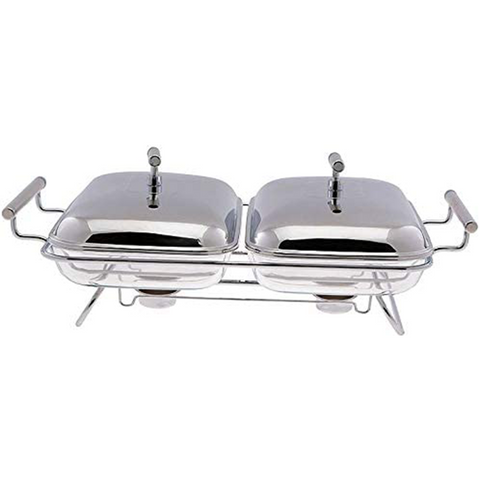 Prim Inox Double Glass Rectangular Food Warmer Set