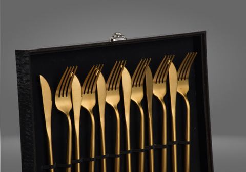 24Pcs Luxury Gold Matte Cutlery Set