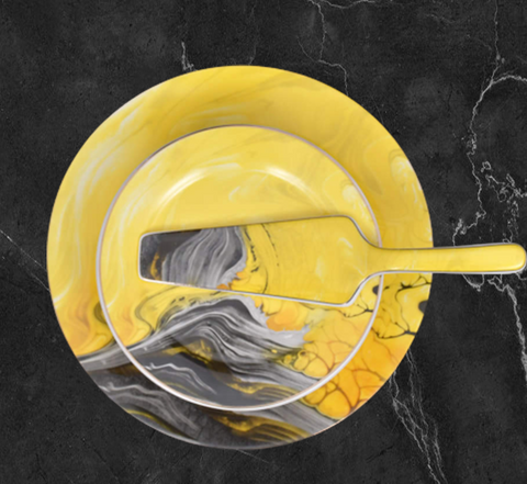 8Pcs Mustard Ceramic Cake Set