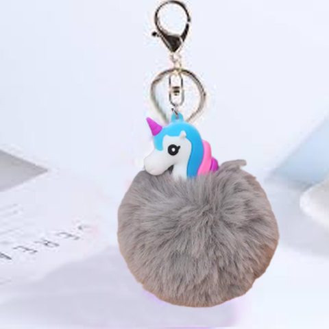 Fluffy Ball hanging Keychain-  Sea Horse Character