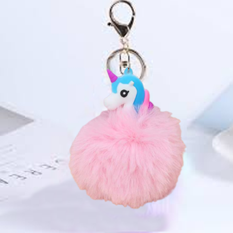 Fluffy Ball hanging Keychain-  Sea Horse Character
