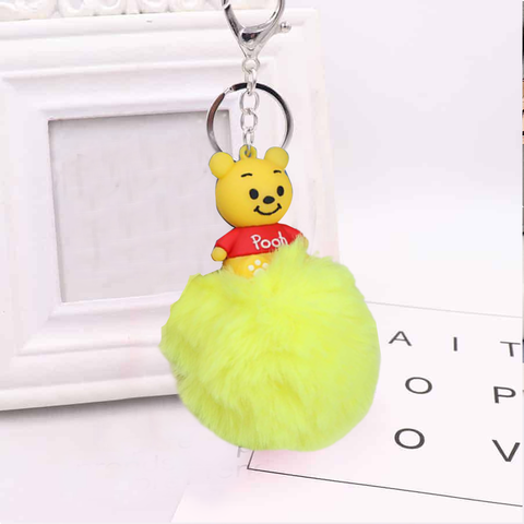 Fluffy Ball hanging Keychain-Pooh Character