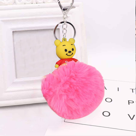Fluffy Ball hanging Keychain-Pooh Character