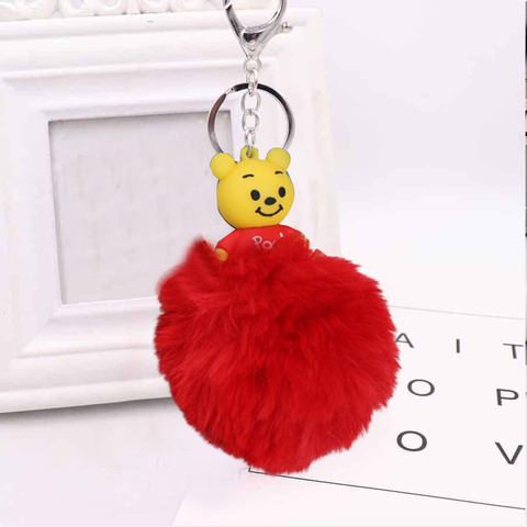 Fluffy Ball hanging Keychain-Pooh Character