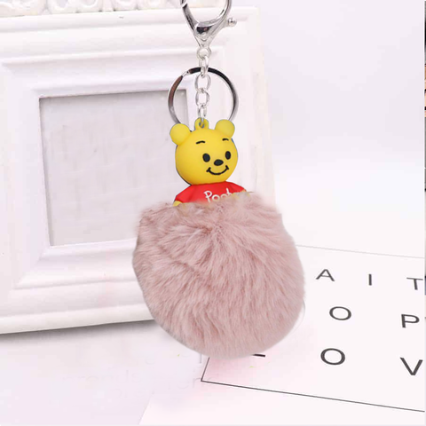 Fluffy Ball hanging Keychain-Pooh Character