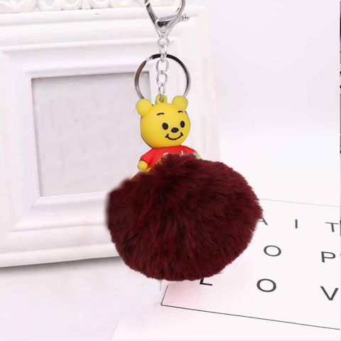 Fluffy Ball hanging Keychain-Pooh Character