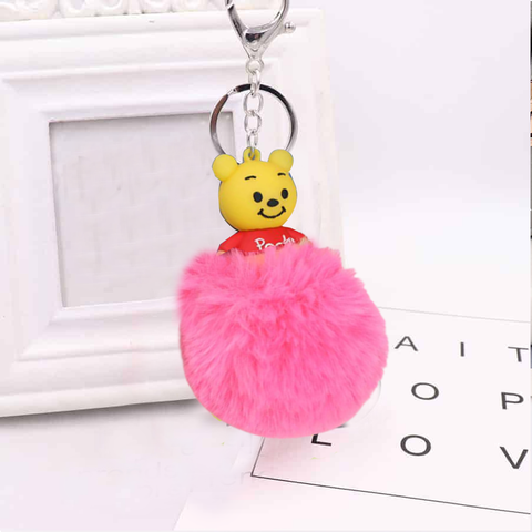 Fluffy Ball hanging Keychain-Pooh Character