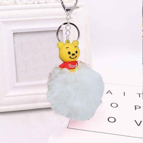 Fluffy Ball hanging Keychain-Pooh Character