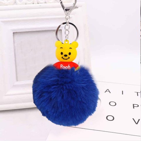 Fluffy Ball hanging Keychain-Pooh Character
