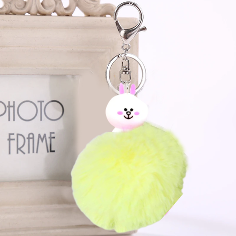 Fluffy Ball hanging Keychain- White Rabbit Character