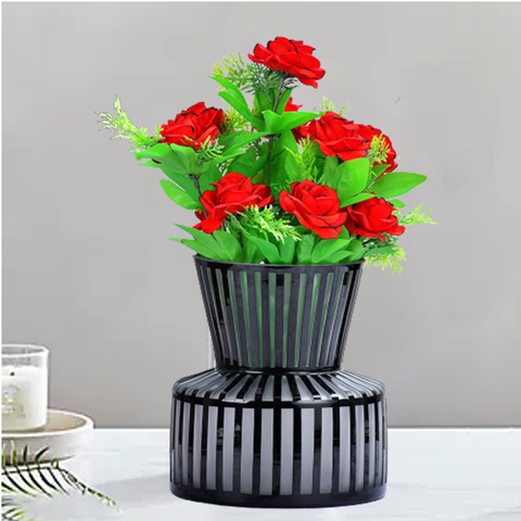 Classic Black Stripe Glass Vase