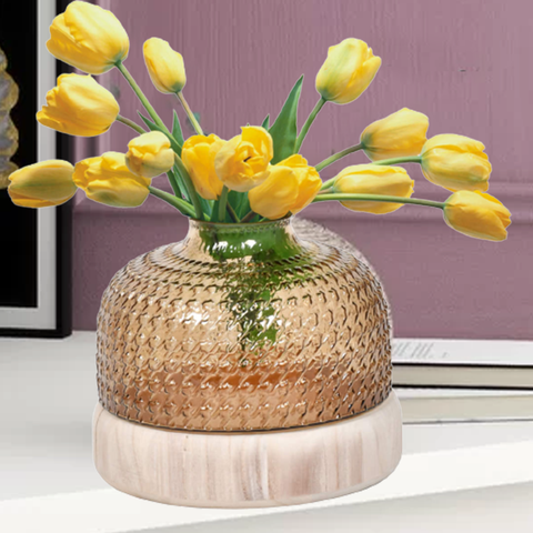 Macaroni Style Glassy Living Room Flower Vase