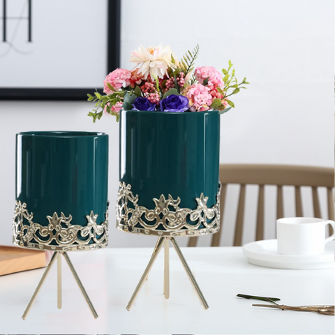 Green Antique Porcelain Flower Pot