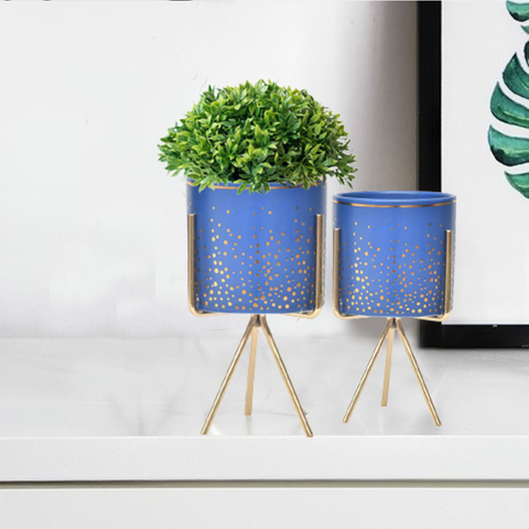 Blue Speckled Porcelain Flower Pot