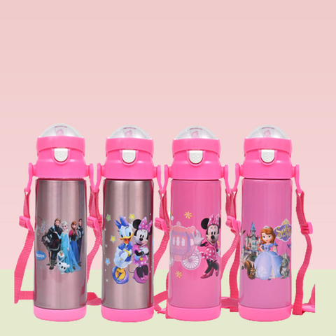 Water Bottle Pink- Cartoon Character Stainless Steel