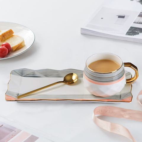 3Pcs Greyish Pink Tea Cup