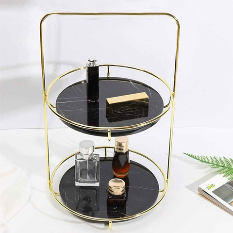 Marble Serving Tray- Nordic Grey 2 Tier Round