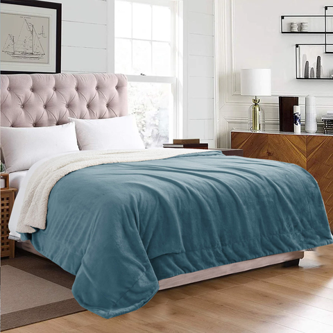Teal Sherpa Throw Blanket