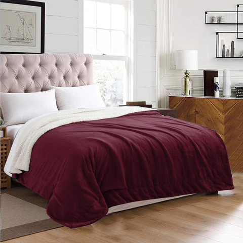 Burgundy Sherpa Throw Blanket
