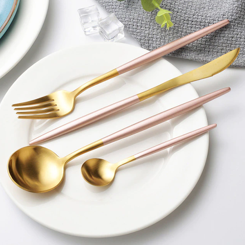 4Pcs Stainless Steel Pink Cutlery Set