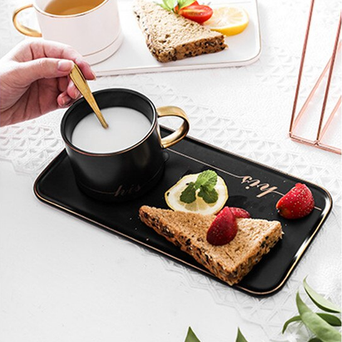 His And Her Paired Coffee Mugs With Trays