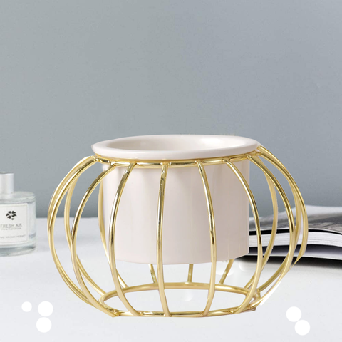 White Oval Ceramic Flower Pot With Stand