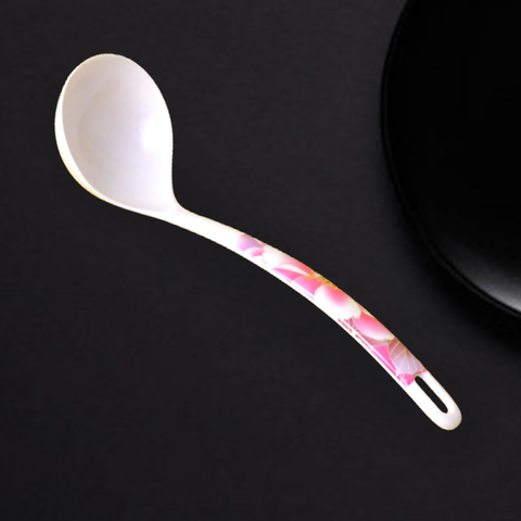 White Floral Melamine Spoon