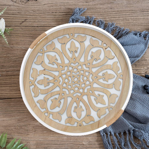 Elegant Round Wooden Tray