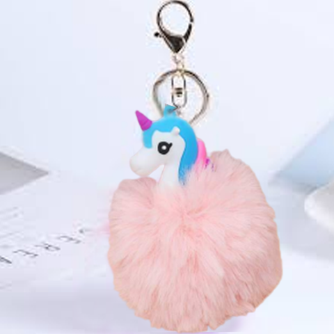 Fluffy Ball hanging Keychain-  Sea Horse Character