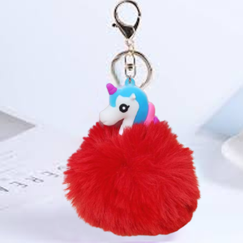 Fluffy Ball hanging Keychain-  Sea Horse Character