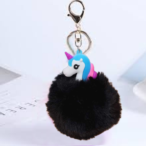 Fluffy Ball hanging Keychain-  Sea Horse Character