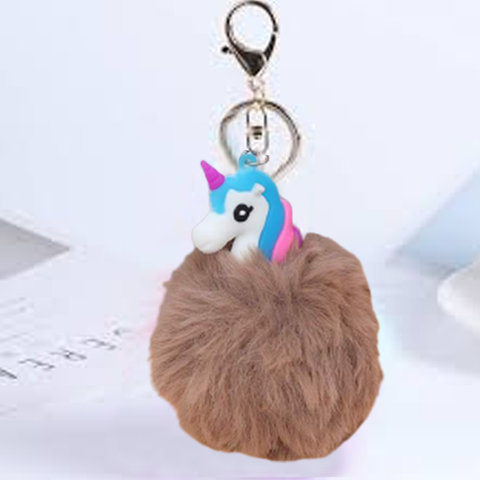 Fluffy Ball hanging Keychain-  Sea Horse Character