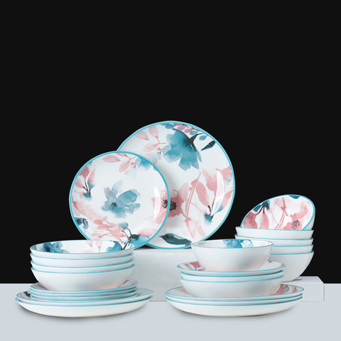 24Pcs Multi-colored Ceramic Dinner Set