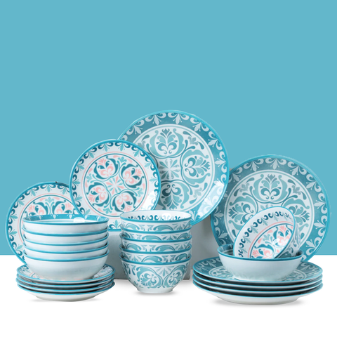 24Pcs Multi-colored Ceramic Dinner Set