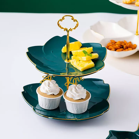 Ceramic 2 Tier Tray  Artifact Floral Design