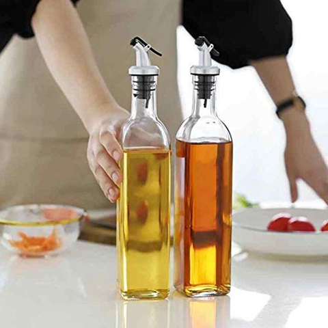 2Pcs Cooking Oil Glass Seasoning Bottle
