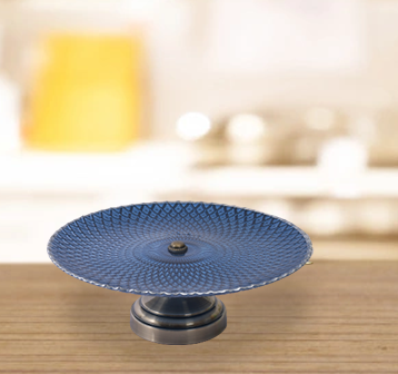 Denim Metallic Stand Serving Tray