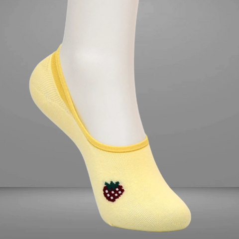 5 Packs Berry Design Premium Cotton No Show Ankle Socks