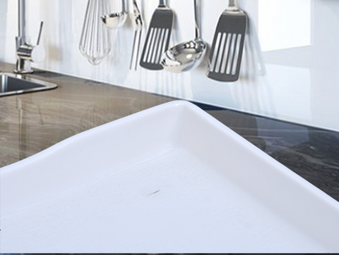 Serving Tray- White Rectangular Melamine Snow