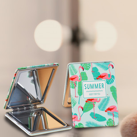 Flamingo Design Folding Portable Pocket Mirror