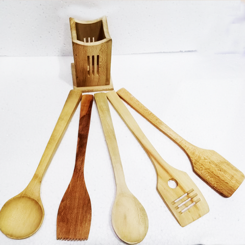 Bamboo Wooden Serving Spoon Set