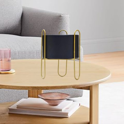 Black Planter Flower Pot With Stand