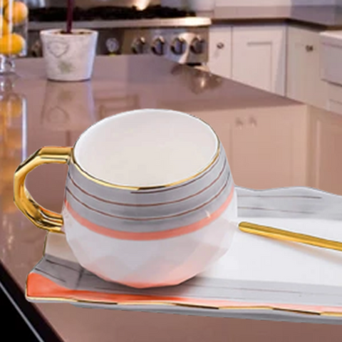 3Pcs Greyish Pink Tea Cup