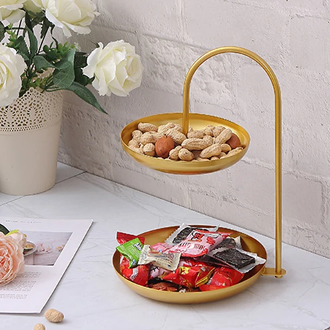 Serving Stand Gold Metallic- 2 Tier