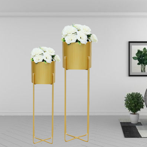 Gold Planter Flower Pot With Gold Stand