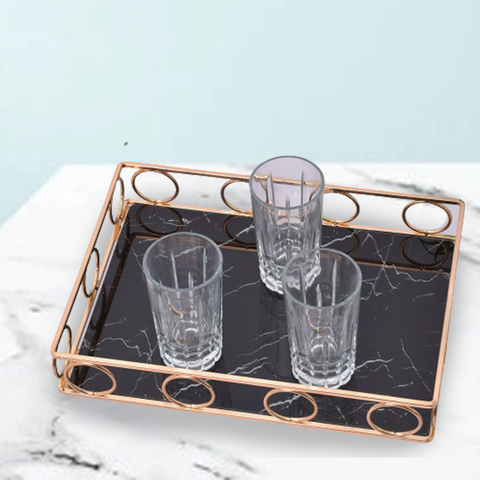 Black Chrome Handled Tray
